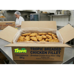 Tropic Breaded Chicken Fillet  Foodservice 8Kg  (breaded chicken inner fillet ~45g)
