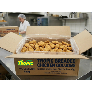 Tropic Breaded Chicken Goujons  Foodservice 8Kg  (breaded chicken inner fillet portions ~45g)