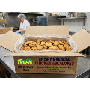 Tropic Crispy Breaded Chicken  Escalopes Foodservice 8Kg  (breaded chicken breast portions ~45g)